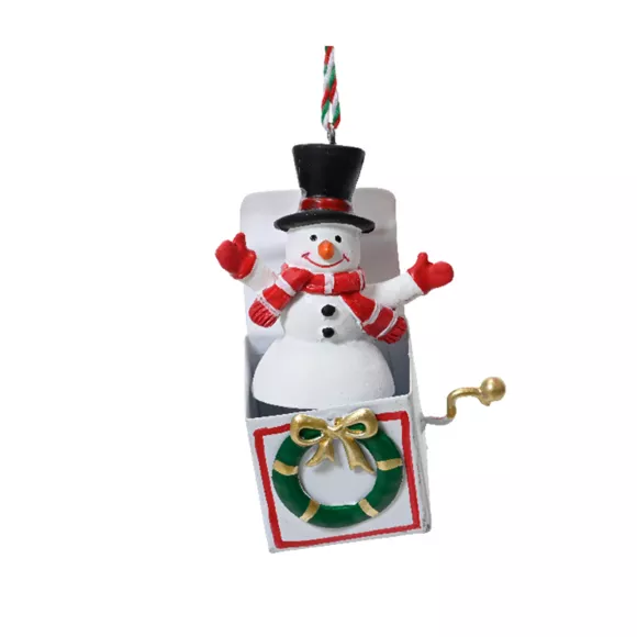 Muñeco de nieve para colgar (H9 cm) Caja de música Blanco