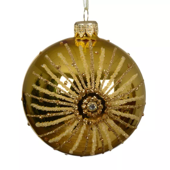 Set van 6 glazen kerstballen (D80 mm) Vuurwerk Heldergoud