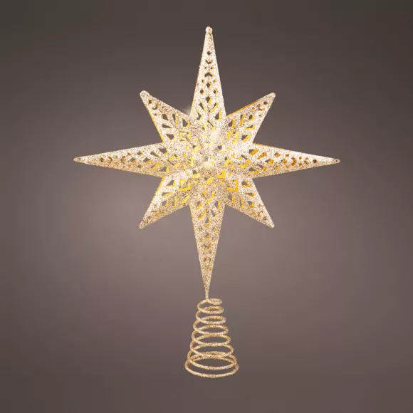 Cimier de sapin lumineux 10 LED Crystal Or/Blanc chaud