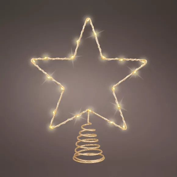 Lichtgevende Kerstboompiek 20 LED vallende ster goud/warm wit