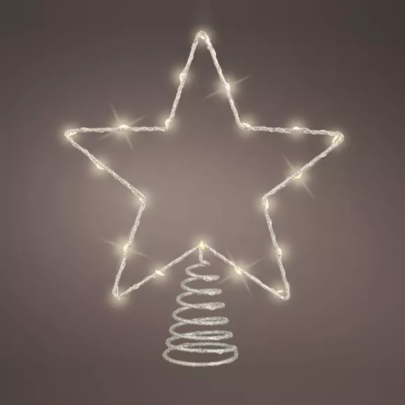 Cimier de sapin lumineux 20 LED Étoile filante Argent/Blanc chaud 