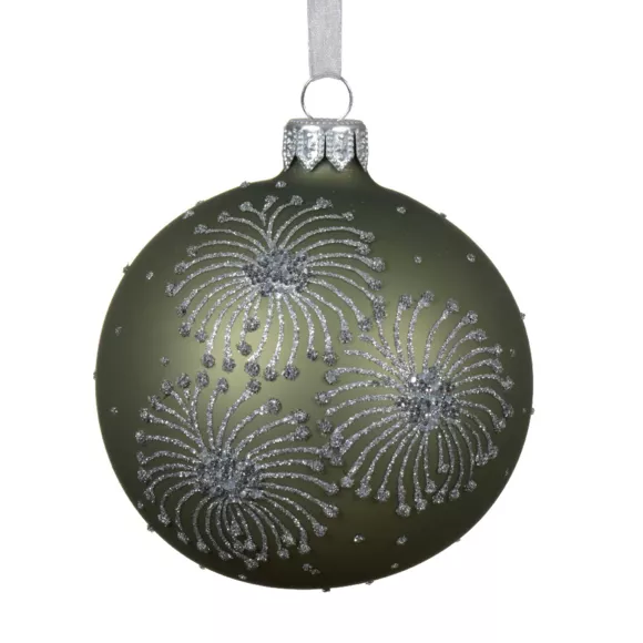 Set van 6 kerstballen van glas (D80 mm) Vuurwerk Rozemarijn Groen
