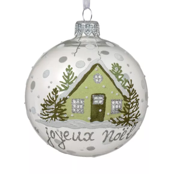 6er Set Weihnachtskugeln aus Glas (D80 mm) Frohe Weihnachten Transparent