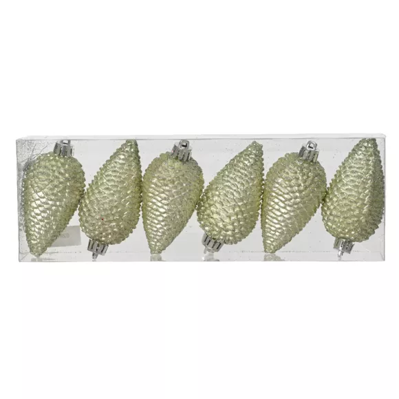 Set di 6 pigne da appendere Alpine Menta bianca