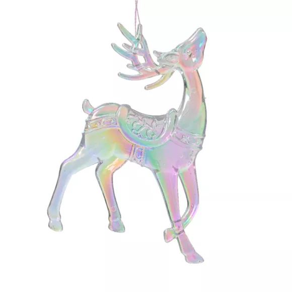 Reno de Navidad para colgar (H11 cm) Hielo Transparente iridiscente