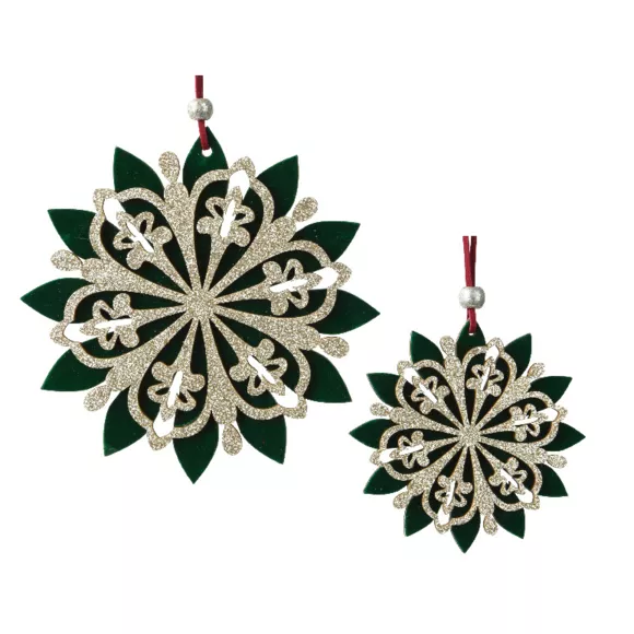 Groene Glitter Chic Sneeuwvlok om op te hangen (D15 cm)