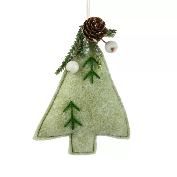 Sapin en feutrine à suspendre (H27 cm) Alpin Menthe blanche