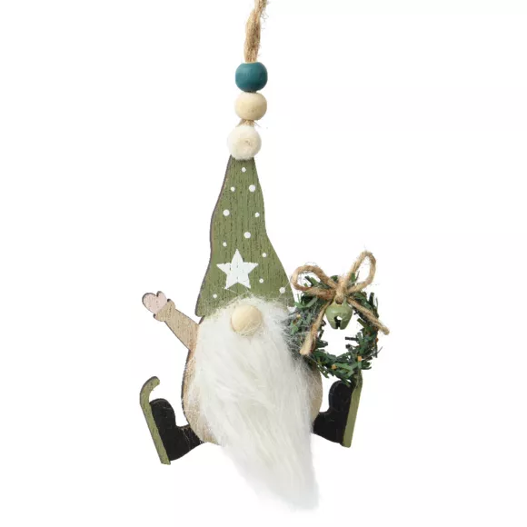 Duende de Navidad para colgar (H11 cm) Mi corona Verde