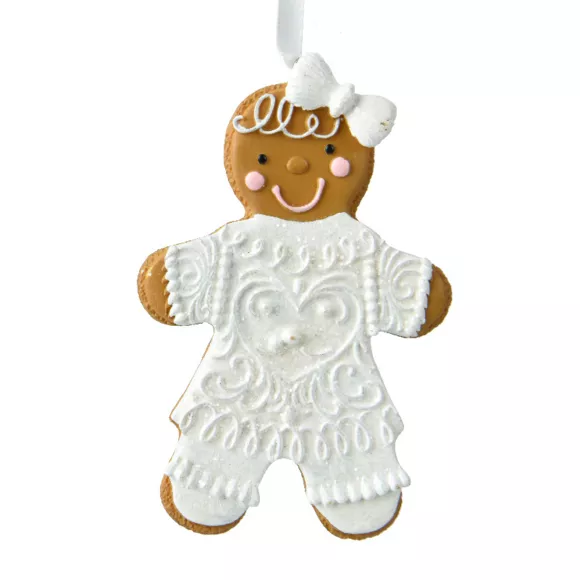 Pan de jengibre para colgar (H10 cm) Little Girl en Blanco