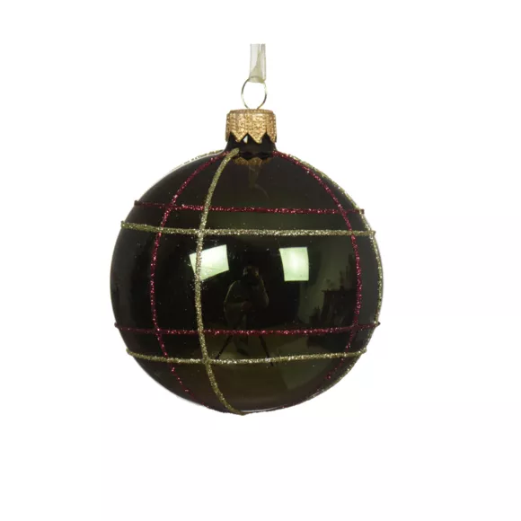 Set van 6 glazen kerstballen (D80 mm) Schotland Groen dennenboom