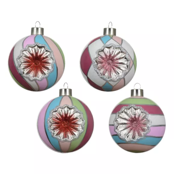 Set van 12 glazen kerstballen (D80 mm) Kleurrijke diamanten