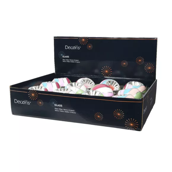 Lote de 12 bolas de Navidad de vidrio (D80 mm) Diamantes de colores
