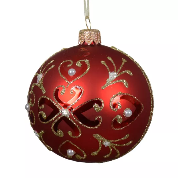 Set van 6 kerstballen in glas (D80 mm) Barok Rood