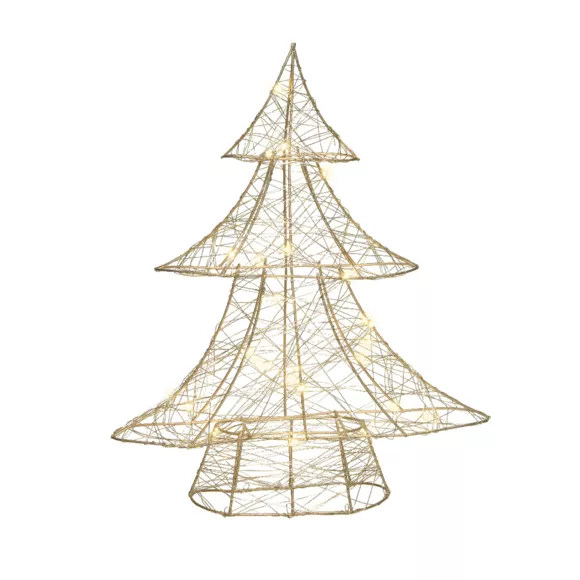 Sapin lumineux à piles 30 LED (H40 cm) Christmas Or/blanc chaud