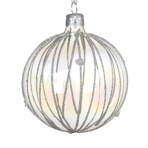 6er Set Weihnachtskugeln aus Glas (D80 mm) Ice Transparent schillernd