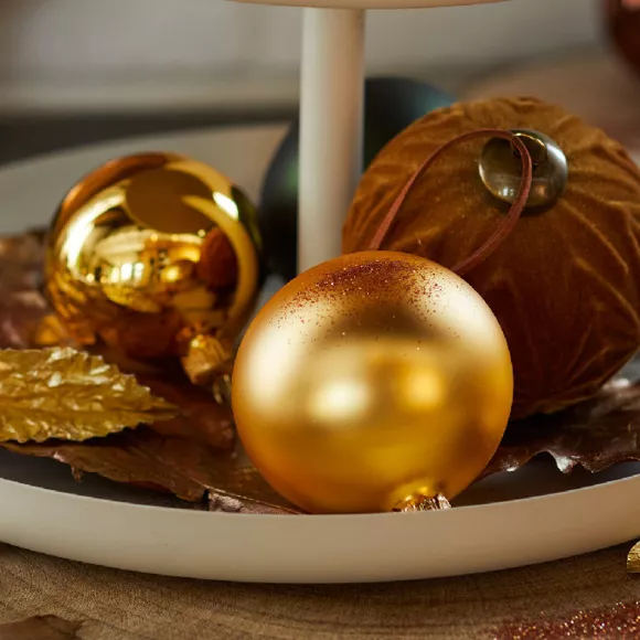 Lote de 6 bolas de Navidad en vidrio (D80 mm) Ártico mate Oro 