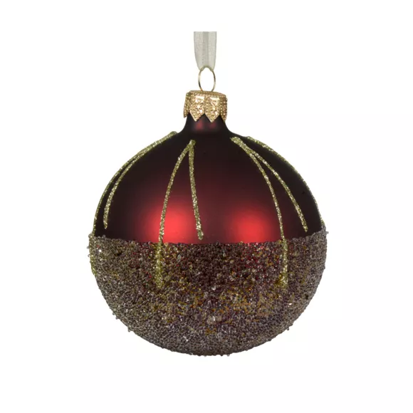 6er Set Weihnachtskugeln aus Glas (D80 mm) Luxus Ballotin Rot