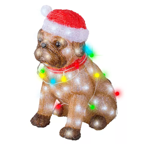 Chien lumineux 100 LED (H42 cm) Bouledogue Multicolore