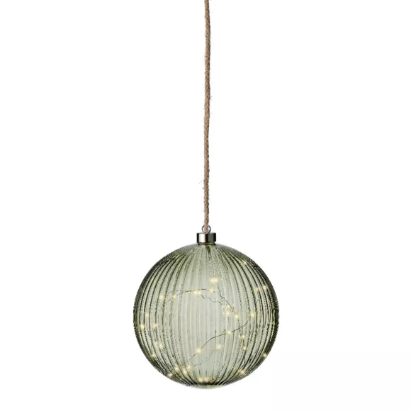 Suspension lumineuse à piles 40 LED (D20 cm) Vintage Thé vert/blanc chaud