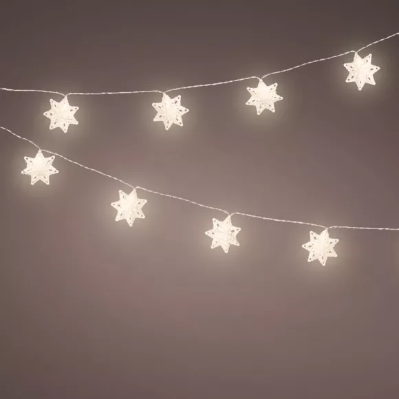 Guirlande lumineuse à piles 10 LED (2,25 m) Étoiles en papier Blanc chaud