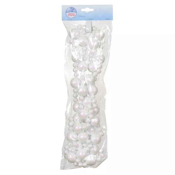 Slinger van parelschuim (180 cm) Glitter Wit Kerstmis