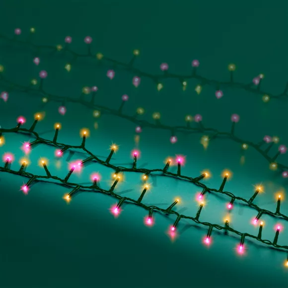 1 LED compact guirlande extŽrieur 1600cm-750L vert/rose/blanc classique
