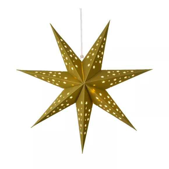 Etoile lumineuse à suspendre (H40 cm) Origami Stella Vert et blanc chaud 