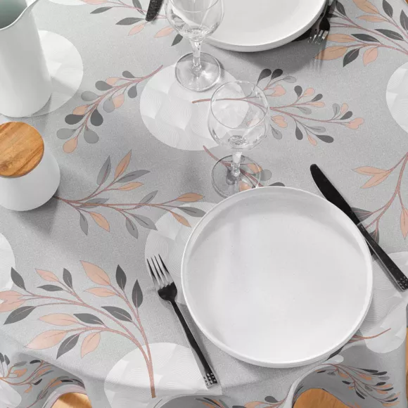 NAPPE RONDE (0) 180 CM POLYESTER IMPRIME MANOLA GRIS