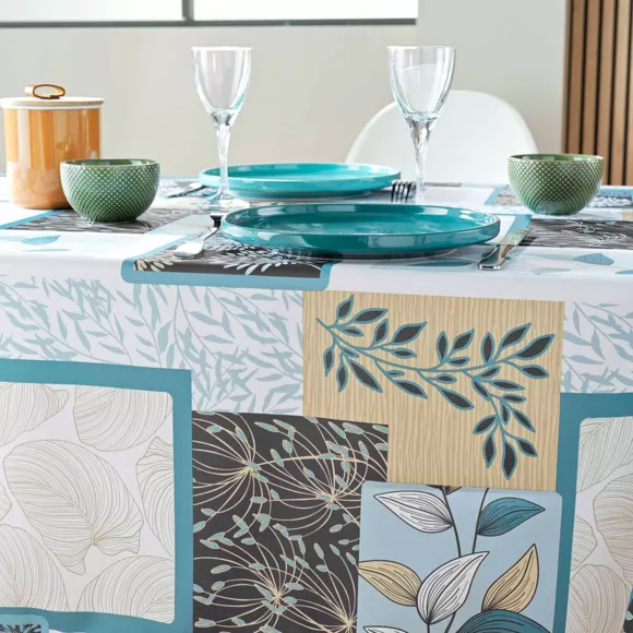 NAPPE RECTANGLE 150 x 240 CM POLYESTER IMPRIME FAYA SAUGE