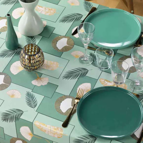 NAPPE RECTANGLE 145 x 240 CM POLYESTER IMPRIME METALLISE NATANE SAUGE
