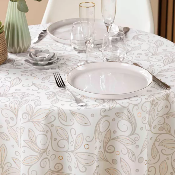 NAPPE RONDE (0) 180 CM POLYESTER IMPRIME METALLISE LEYA