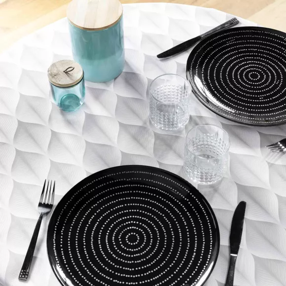 NAPPE RONDE (0) 180 CM POLYESTER IMPRIME KALINI GRIS