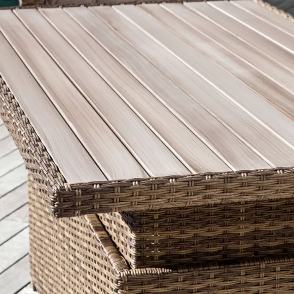 In hoogte verstelbare tuintafel aluminium 7 zitplaatsen (145 x H51/72 cm) Tivoli - Naturel