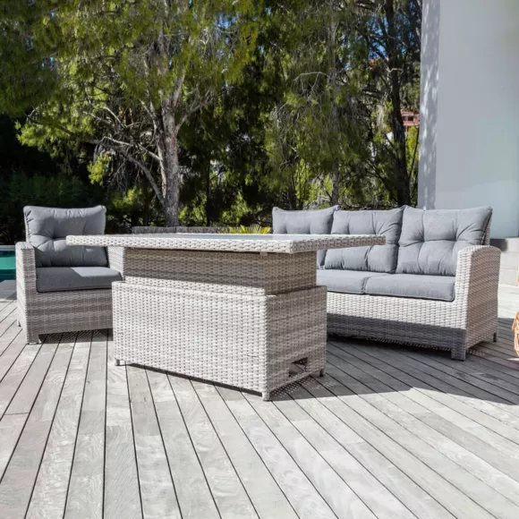Mesa de jardín levantable en aluminio  7 lugares (145 x H5172 cm) Tivoli - Gris