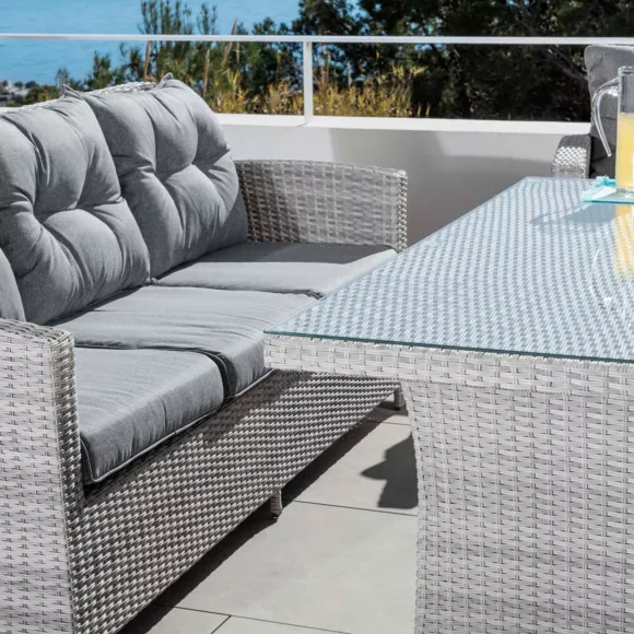 Tavolo da giardino alluminio/polyrattan 6 posti (145 x 85 cm) Tivoli - Grigio