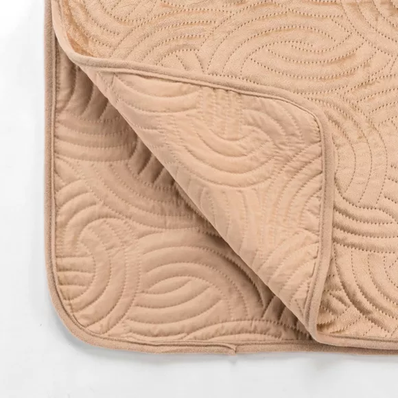 Couvre-lit matelassé et taies d'oreiller velours (240 x 220 cm) Solange Beige
