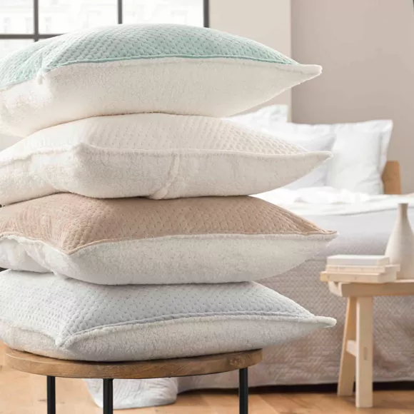 Couvre-lit matelassé et taies d'oreiller velours / sherpa (240 x 220 cm) Mylène Gris / blanc 