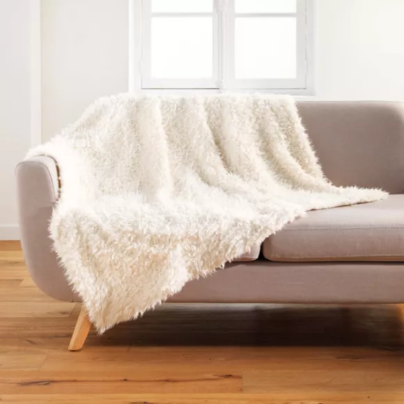 Plaid fausse fourrure (125 x 150 cm) Mouton Ecru