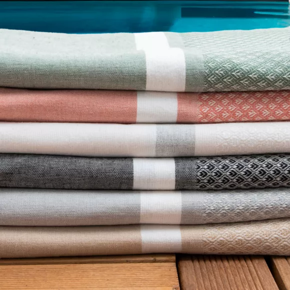 Fouta en algodón reciclado (100 x 200 cm) Selma Beige