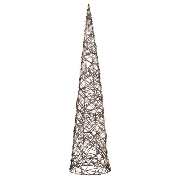 Cône lumineux 240 Micro LED (H120 cm) Résine tressée Brun/Blanc chaud