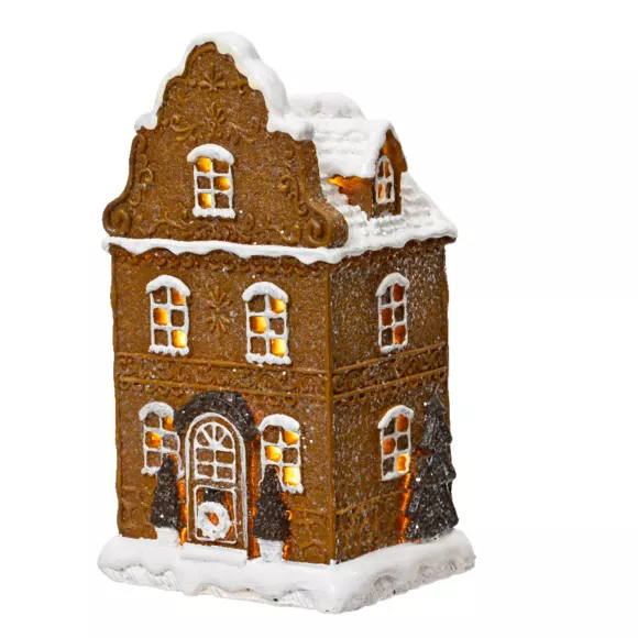 Kersthuis verlicht op batterijen (H20 cm) Gingerbread koekje