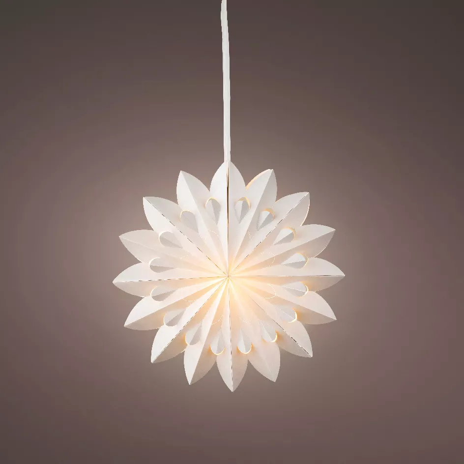 Hangende LED-papierlamp (D60 cm) Origami Floralia Grijs