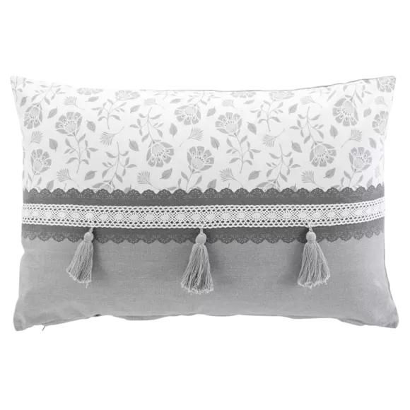 Coussin rectangulaire coton (40 x 60 cm) Flavie Gris