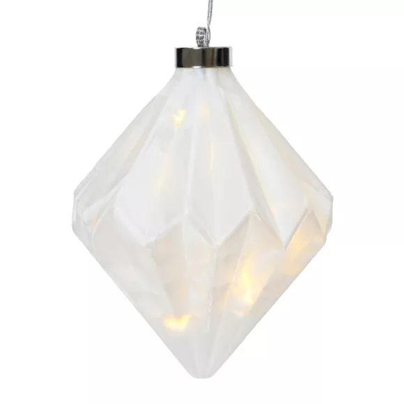 Hangende glazen lamp op batterijen 15 LED (H20 cm) Diamant Warm wit