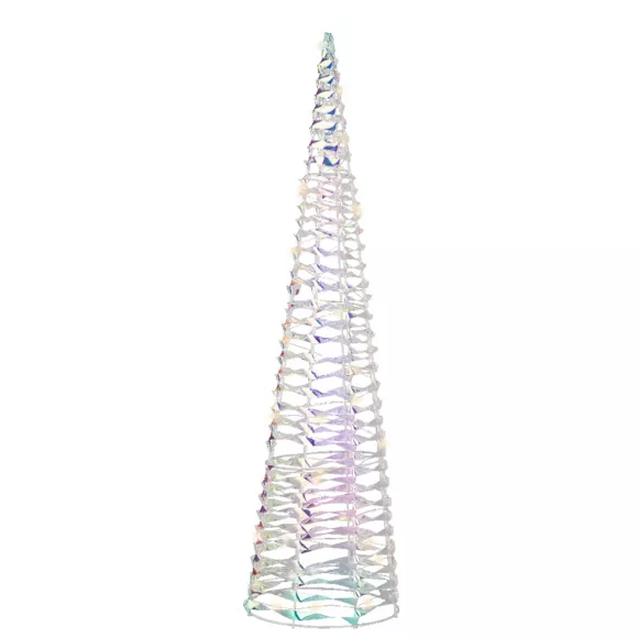 Cône lumineux à piles 30 LED (H60 cm) Ice irisé Blanc chaud