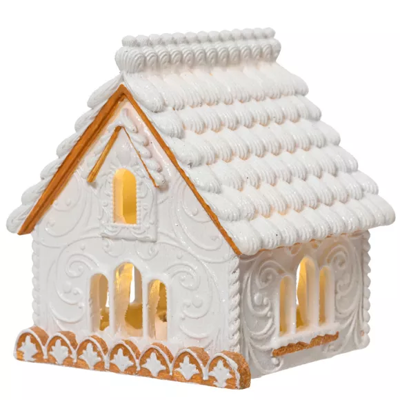 Verlicht huis op batterijen (H10 cm) Roomtaart Warm wit