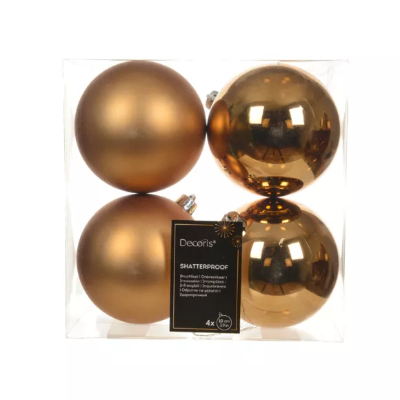 Lote de 4 bolas de Navidad (D100 mm) Alpine Nuez Pecán