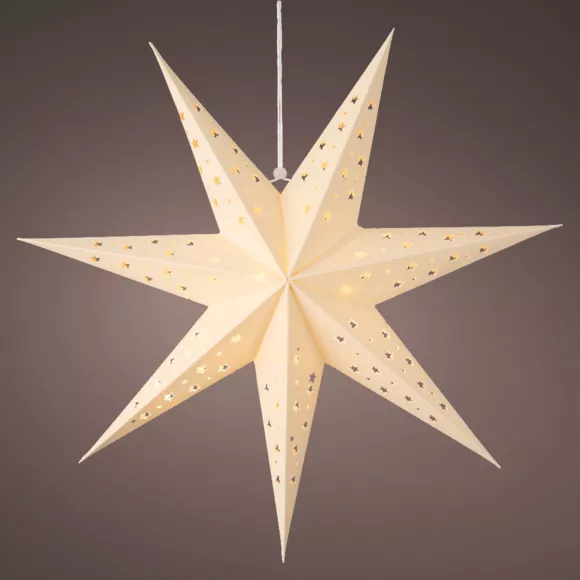 Stella luminosa da appendere (H40 cm) Origami Stella Bianco e bianco caldo