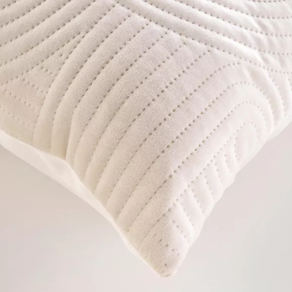 Housse de coussin carrée velours (40 x 40 cm) Circles Ecru