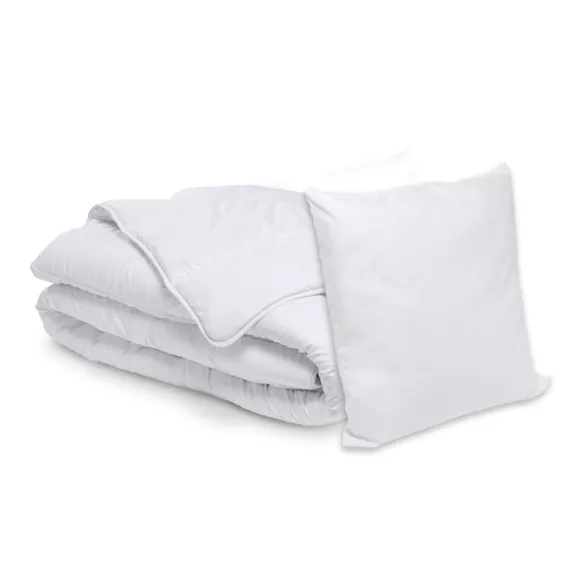 LOT COUETTE 220x240cm + 2 OREILLERS ANTI-ACARIENS 60x60cm EMINZA (DONNER UN NOM)